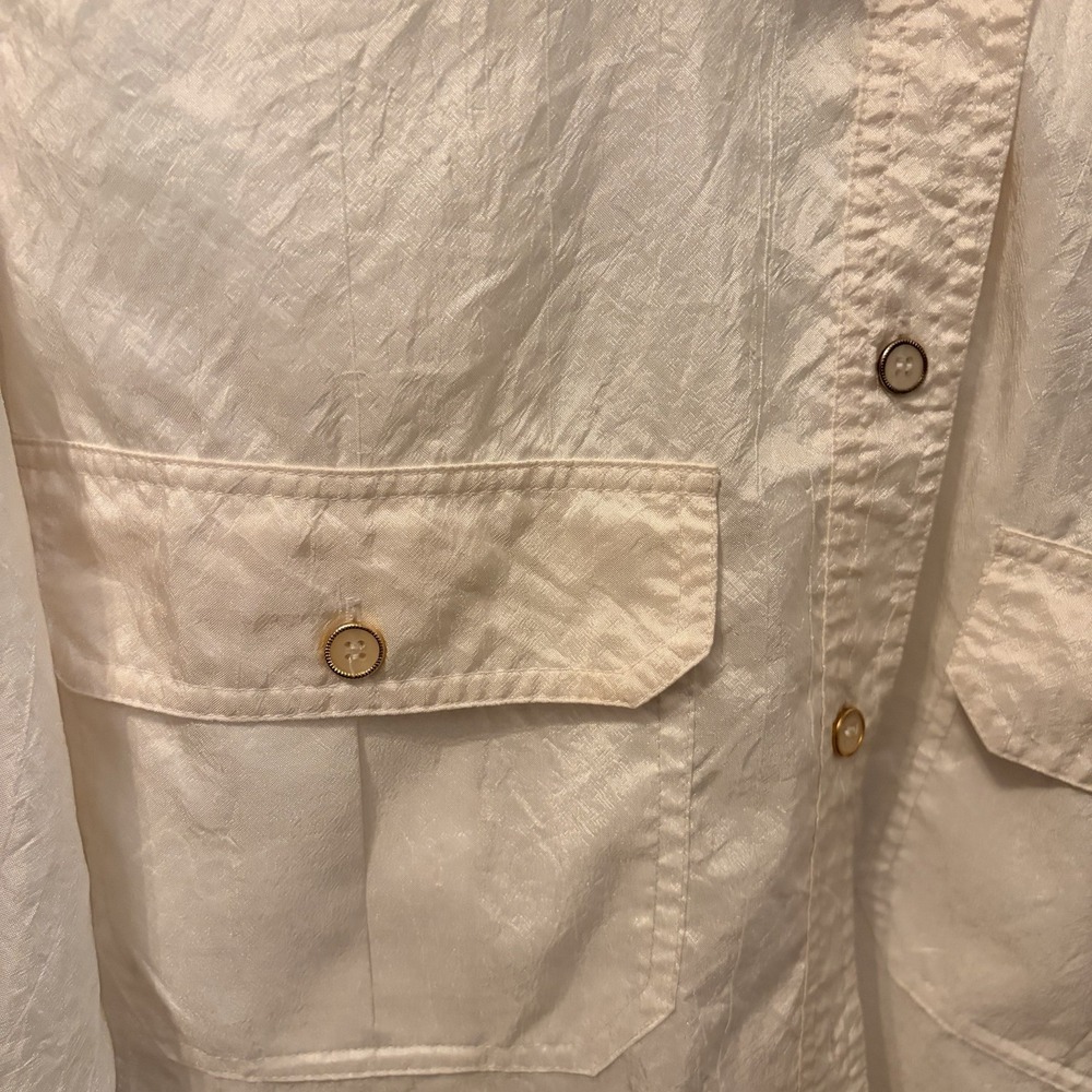 Karen Scott Vintage Off-White Crinkle Utility Safari 8 Quiet luxury Indie sleaze - Picture 2 of 10